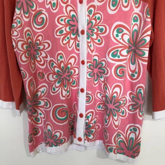 NWT Bob Mackie Floral Mod cardigan Pink Small - Picture 4 of 11
